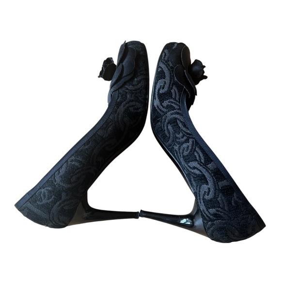 CHANEL PUMPS BROCADE 2005 PRE FALL COLLECTION TEXTURED RETRO GLAM FLORAL DETAIL - Picture 6 of 12